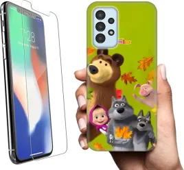 etui-na-samsung-galaxy-a13-telefon-wzory-masza-i-niedzwiedz-szklo