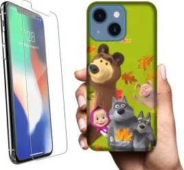 etui-na-apple-iphone-13-telefon-wzory-masza-i-niedzwiedz-szklo