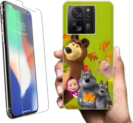 etui-na-xiaomi-13t-telefon-wzory-masza-i-niedzwiedz-szklo