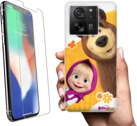 etui-na-xiaomi-13t-telefon-wzory-masza-i-niedzwiedz-szklo