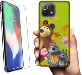 etui-na-xiaomi-mi-11-lite-5g-telefon-wzory-masza-i-niedzwiedz-szklo