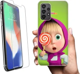 etui-na-samsung-galaxy-a23-5g-telefon-wzory-masza-i-niedzwiedz-szklo