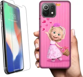 etui-na-xiaomi-mi-11-lite-5g-telefon-wzory-masza-i-niedzwiedz-szklo