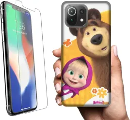 etui-na-xiaomi-mi-11-lite-5g-telefon-wzory-masza-i-niedzwiedz-szklo