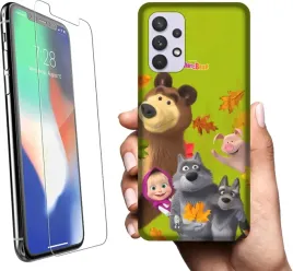 etui-na-samsung-galaxy-a32-5g-telefon-wzory-masza-i-niedzwiedz-szklo