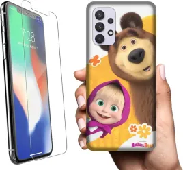 etui-na-samsung-galaxy-a32-5g-telefon-wzory-masza-i-niedzwiedz-szklo