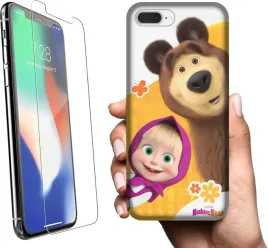 etui-na-apple-iphone-7-plus-telefon-wzory-masza-i-niedzwiedz-szklo