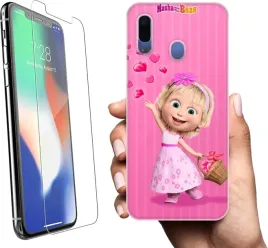 etui-na-samsung-galaxy-a40-telefon-wzory-masza-i-niedzwiedz-szklo