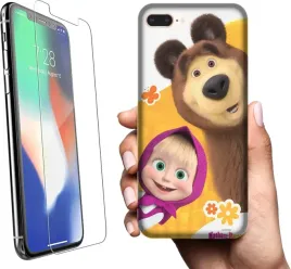 etui-na-apple-iphone-8-plus-telefon-wzory-masza-i-niedzwiedz-szklo