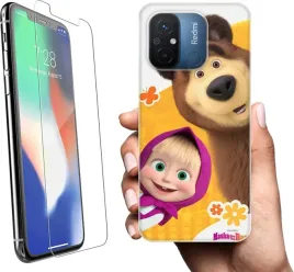 etui-na-xiaomi-redmi-12c-telefon-wzory-masza-i-niedzwiedz-szklo