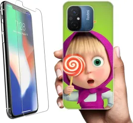etui-na-xiaomi-redmi-12c-telefon-wzory-masza-i-niedzwiedz-szklo