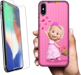 etui-na-apple-iphone-x-telefon-wzory-masza-i-niedzwiedz-szklo