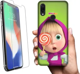 etui-na-xiaomi-redmi-note-7-telefon-wzory-masza-i-niedzwiedz-szklo