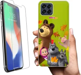etui-na-samsung-galaxy-m33-5g-telefon-wzory-masza-i-niedzwiedz-szklo