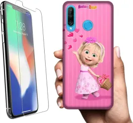 etui-na-huawei-p30-lite-telefon-wzory-masza-i-niedzwiedz-szklo