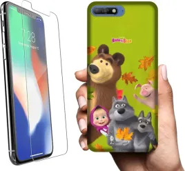 etui-na-huawei-y6-2018-telefon-wzory-masza-i-niedzwiedz-szklo