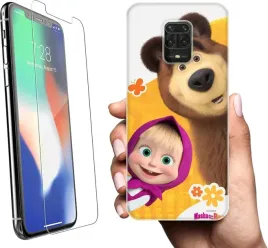 etui-na-xiaomi-redmi-note-9s-telefon-wzory-masza-i-niedzwiedz-szklo