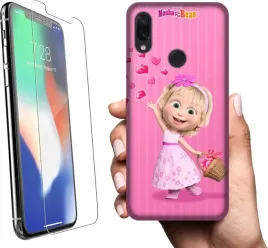 etui-na-xiaomi-redmi-note-7-telefon-wzory-masza-i-niedzwiedz-szklo