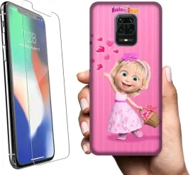 etui-na-xiaomi-redmi-note-9-pro-telefon-wzory-masza-i-niedzwiedz-szklo
