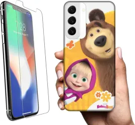 etui-na-samsung-galaxy-s22-telefon-wzory-masza-i-niedzwiedz-szklo