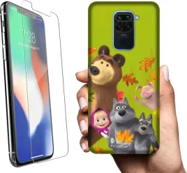 etui-na-xiaomi-redmi-note-9-telefon-wzory-masza-i-niedzwiedz-szklo