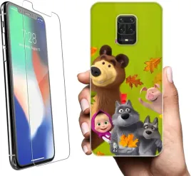 etui-na-xiaomi-redmi-note-9s-telefon-wzory-masza-i-niedzwiedz-szklo