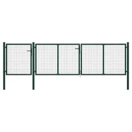 zielona-brama-ogrodowa-ze-stali-400-x-150-cm-z-zamkiem-i-kluczami