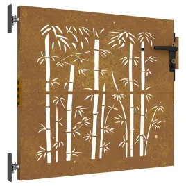furtka-ogrodowa-85x100-cm-stal-kortenowska-motyw-bambusa