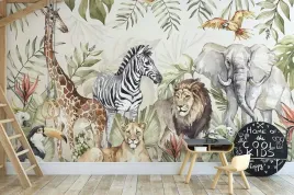 tapeta-dziecieca-zwierzatka-zwierzeta-safari-dzungla-las-zebra-183x254-cm