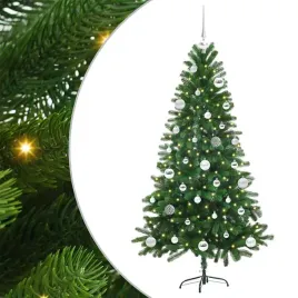 sztuczna-choinka-stozkowa-z-led-150-cm-zielona-z-ozdobami-i-zasilaniem-us