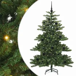 sztuczna-choinka-na-zawiasach-150-cm-z-dekoracyjnymi-lampkami-led-i-metalow