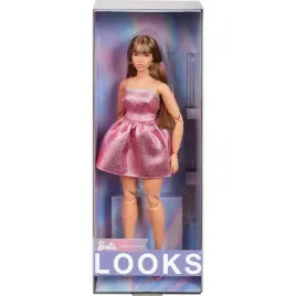 barbie-lalka-signature-looks-24-rozowa-mini-sukienka-styl-kolekcjonerska