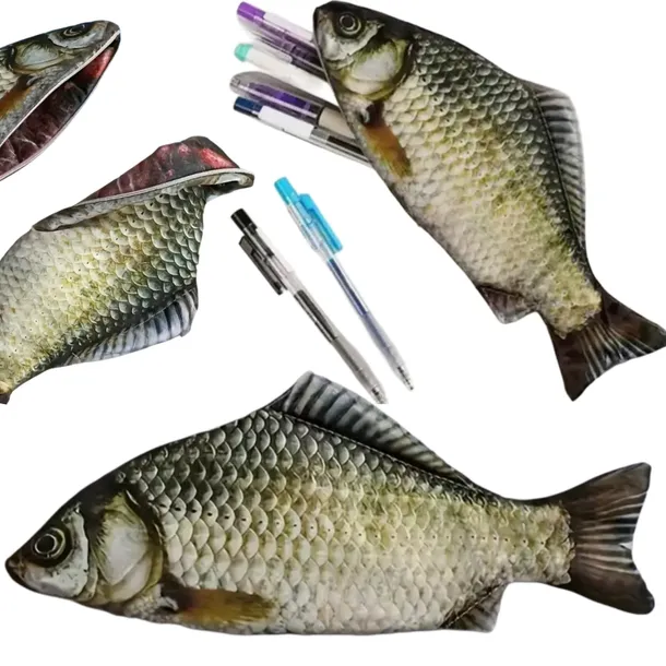 PIÓRNIK RYBA FISH KARAŚ SREBRNY Saszetka Etui Na Zamek Prezent Dla Wędkarza