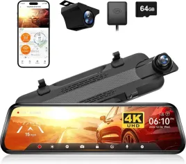wolfbox-g930-kamera-samochodowa-4k-przod-tyl-64-gb-lusterko-wsteczne-nowa