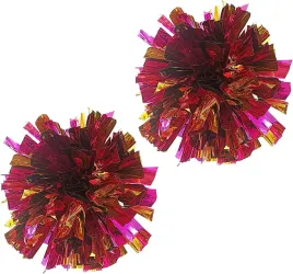 2xpompomy-cheerleaderek-z-folii-szkolne-zawody-sportowe-czerwony-zloty-15cm