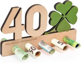 drewniany-stojak-na-pieniadze-40-urodziny-zielona-koniczynka-na-szczescie