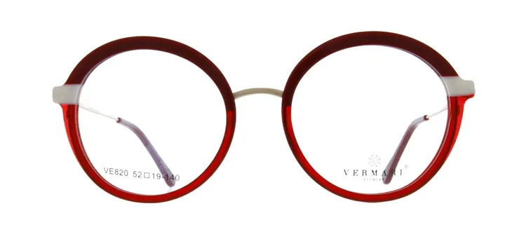 Wyrafinowane okrągłe Damskie okulary korekcyjne VERMARI VE820 C3 Czerwone