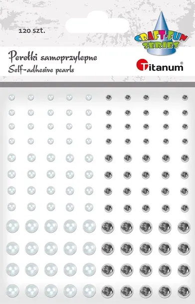 Kryształki Titanum perełki mix 120 szt. - białe i srebrne, 3-6 mm