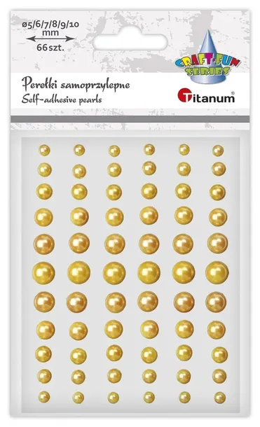Kryształki Titanum samoprzylepne, perełki ciemnozłote 66 szt. mix rozmiarów
