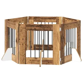 bramka-dla-psow-z-podporkami-6-szt-stare-drewno-60-x-60-cm