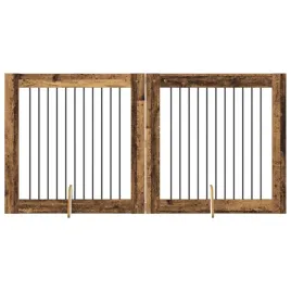 bramka-dla-psow-z-podporkami-2-szt-stare-drewno-100-x-100-cm