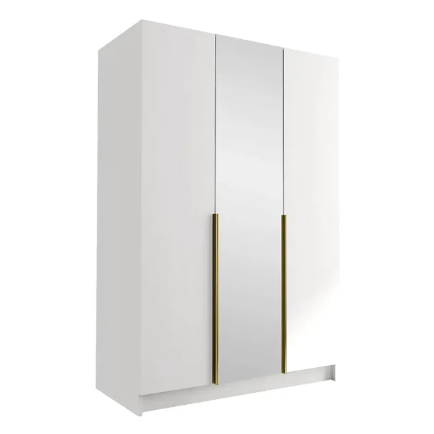 Szafa CALIA II 150cm z lustrem-duża garderoba - BIAŁY+ZŁOTY