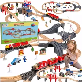 drewniana-kolejka-elektryczna-pociag-na-baterie-x2-wagony-tunel-tor-dzwiek