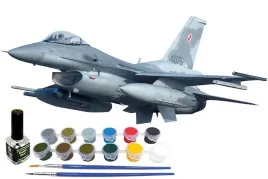 model-f-16-polski-jastrzab-do-sklejania-farby-klej-pedzle