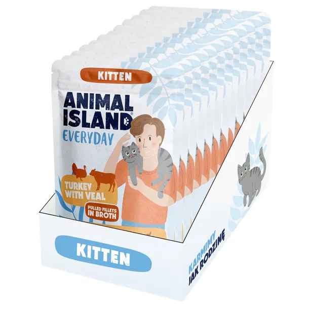 Animal Island Mokra Karma dla Kociąt 85g x 12szt - Indyk/Cielęcina