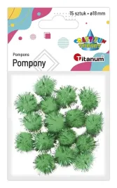 pompony-titanum-brokatowe-zielone-15-szt-18-mm