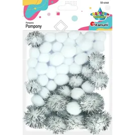 pompony-titanum-biale-i-biale-brokat-50-szt