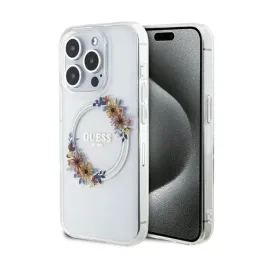 guess-iml-flowers-wreath-magsafe-etui-iphone-15-pro-przezroczysty