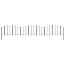 ogrodzenie-ogrodowe-z-wlocznia-stalowe-537-x-75-cm-czarne