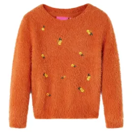 sweter-dzieciecy-kwiatki-116-palony-pomarancz